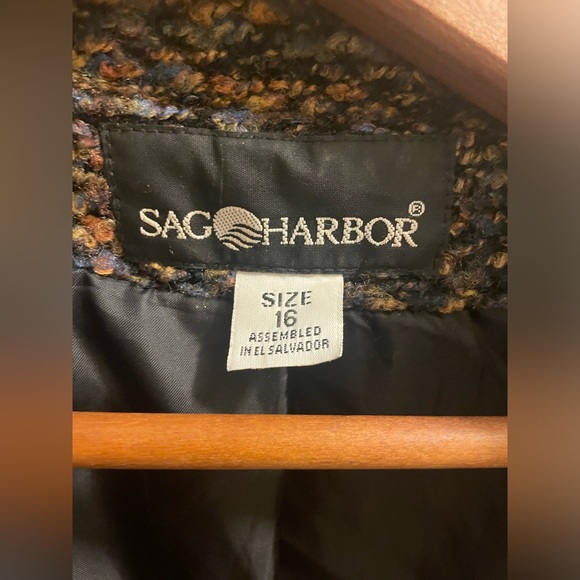 Sag Harbor Boucle Jacket - Long Sleeve Button Front Brown Multicolored Blazer 16 - Picture 6 of 9